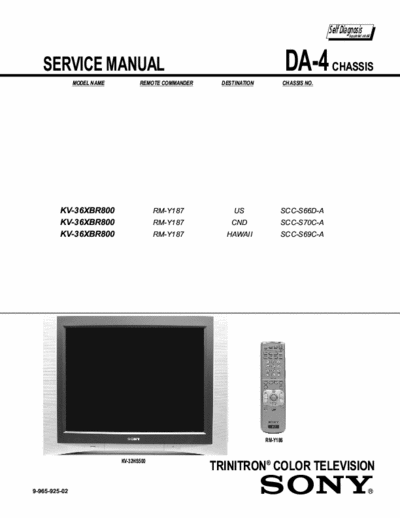 Sony KV-36XBR800 Service Manual Trinitron Color Television (SSC-S66D-A, SSC-S70C-A, SSC-S69C-A) Rem. Commander RM-Y187 - [22.939Kb - Part 1/7] pag. 353
